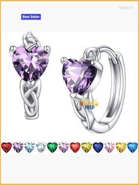 Sterling Silver Huggie Hoop Earrings, Hypoallergenic, Adjustable, Birthstone